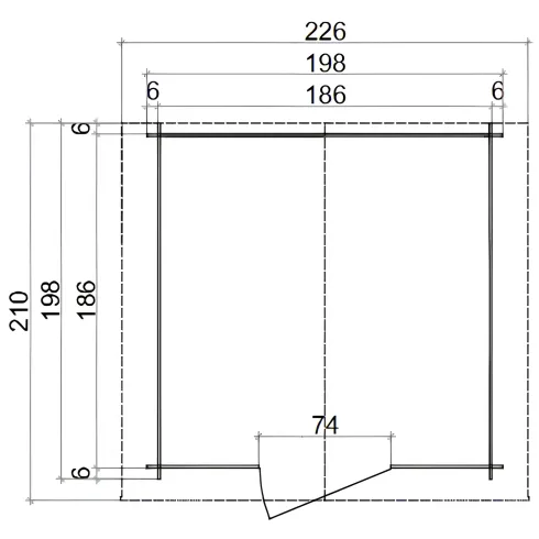 Casetta in Legno da Giardino Block House 2x2 m con Porta Finestrata