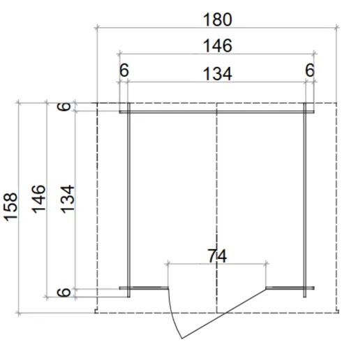 Casetta per Giardino Legno Naturale Block House 146x146 cm Tetto OSB3