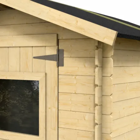 Casetta per Giardino Legno Naturale Block House 146x146 cm Tetto OSB3