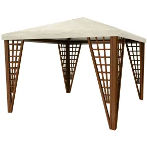 Gazebo da Giardino in Legno Impregnato 3x3 m Noce Copertura Removibile