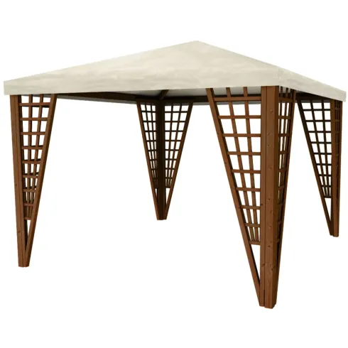 Gazebo da Giardino in Legno Impregnato 3x3 m Noce Copertura Removibile