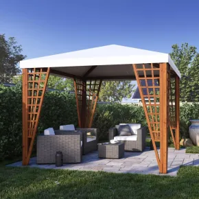 Gazebo da Giardino in Legno Impregnato 3x3 m Noce Copertura Removibile 2
