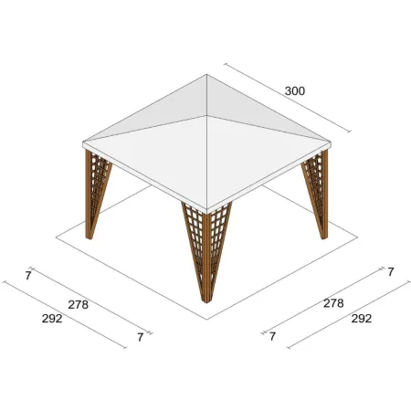 Gazebo da Giardino in Legno Impregnato 3x3 m Noce Copertura Removibile