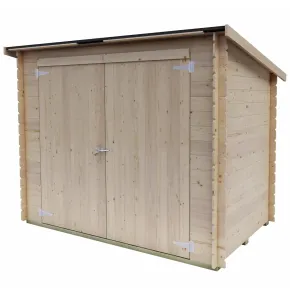 Casetta in Legno Addossata 218x130 cm con Porta Doppia e Pavimento