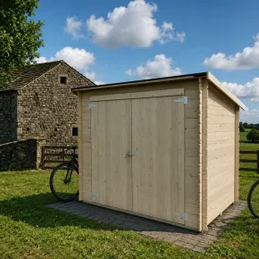 Casetta in Legno Addossata 218x130 cm con Porta Doppia e Pavimento 2