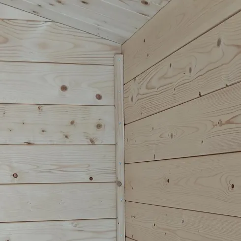 Casetta in Legno Addossata 218x130 cm con Porta Doppia e Pavimento