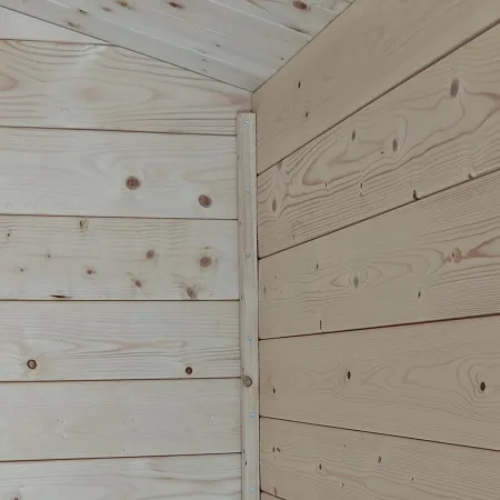 Casetta in Legno Addossata 218x130 cm con Porta Doppia e Pavimento