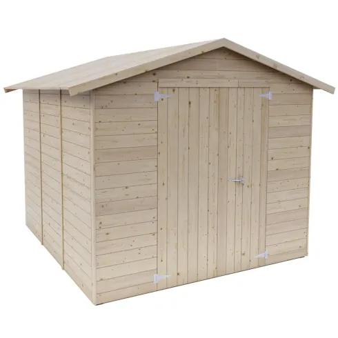 Casetta in Legno da Giardino 238x245 cm con Porta Doppia a Battente