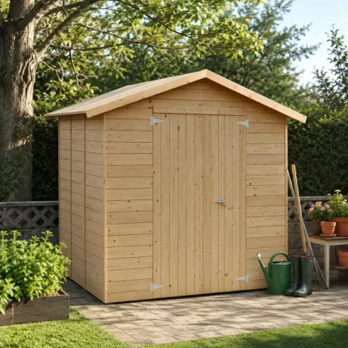 Casetta in Legno da Giardino 238x245 cm con Porta Doppia a Battente