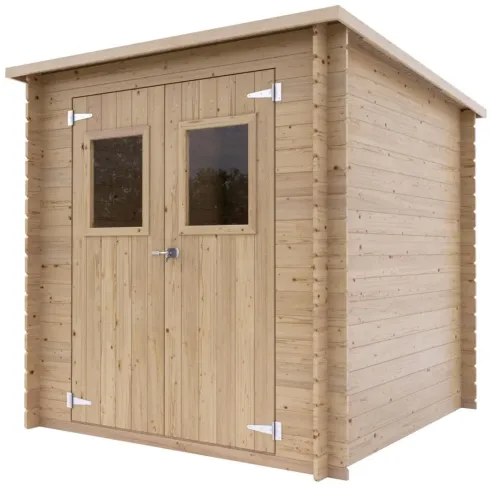Casetta in Legno da Giardino Block House 2x2 m Doppia Porta Finestrata