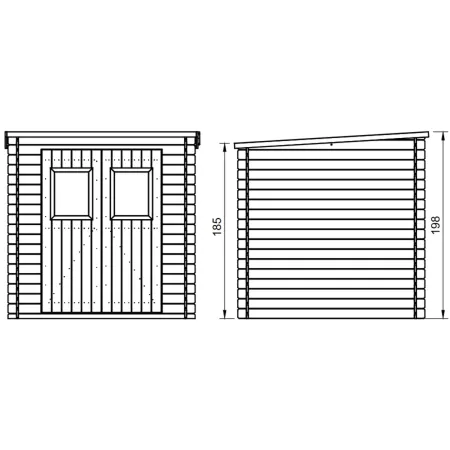 Casetta in Legno da Giardino Block House 2x2 m Doppia Porta Finestrata