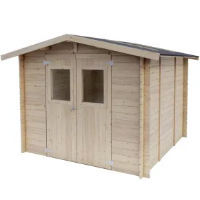 Casetta in Legno Block House 249x249 cm Porta Finestrata da Giardino