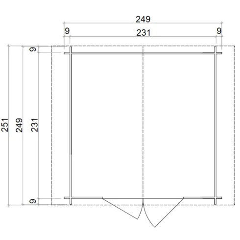Casetta in Legno Block House 249x249 cm Porta Finestrata da Giardino