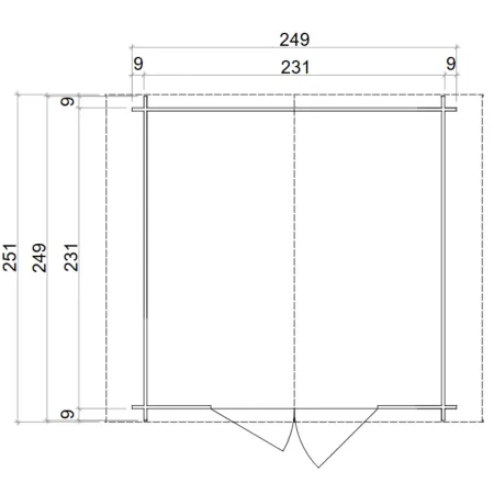 Casetta in Legno Block House 249x249 cm Porta Finestrata da Giardino