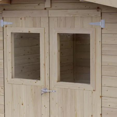 Casetta in Legno Block House 249x249 cm Porta Finestrata da Giardino