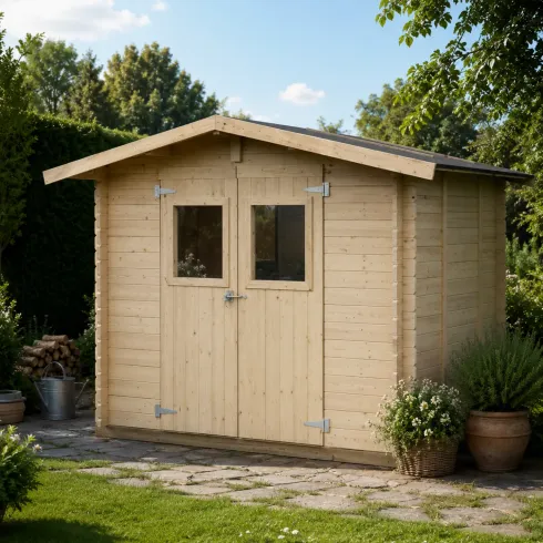 Casetta in Legno Block House 249x249 cm Porta Finestrata da Giardino