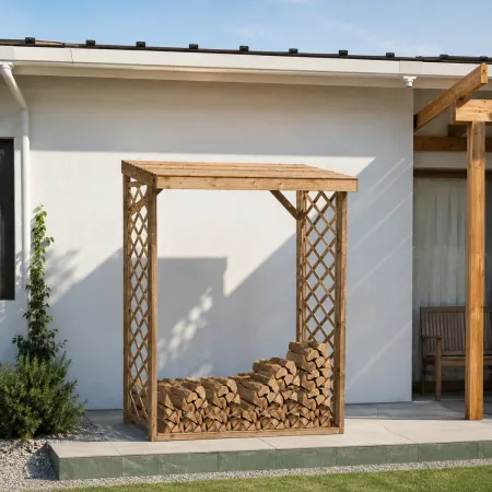 Legnaia con Griglia 162x60x20 5cm in Legno Abete Massello da Esterno