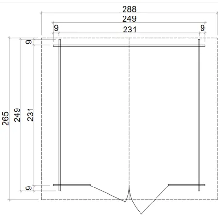 Casetta in Legno Block House 249x249 cm Impermeabile da Giardino