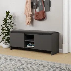 Panca Scarpiera da Ingresso 110x37x43 cm Antracite Rovere 2