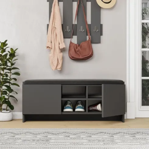 Panca Scarpiera da Ingresso 110x37x43 cm Antracite Rovere