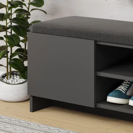 Panca Scarpiera da Ingresso 110x37x43 cm Antracite Rovere