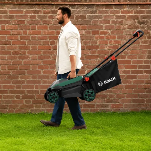 Rasaerba a Batteria Bosch 18Vx2 38 cm con Cestello Raccoglierba 40L