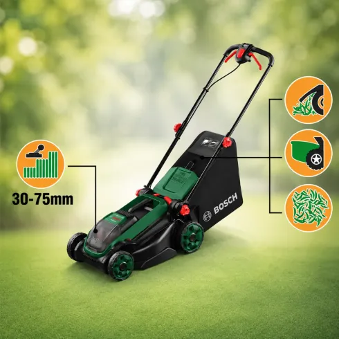 Rasaerba a Batteria Bosch 18Vx2 38 cm con Cestello Raccoglierba 40L