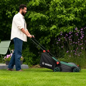 Rasaerba a Batteria Bosch 18Vx2 38 cm con Cestello Raccoglierba 40L 2
