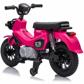 Moto Elettrica per Bambini Honda Cross Cub 110 12V Rosa Ruote Laterali 2