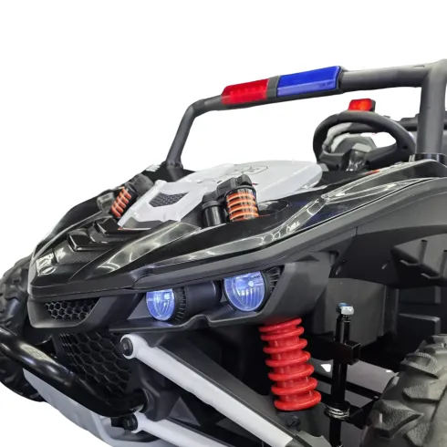 Auto Elettrica per Bambini 24V Buggy Pattuglia Polizia Nero Bianco