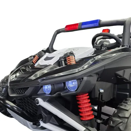 Auto Elettrica per Bambini 24V Buggy Pattuglia Polizia Nero Bianco