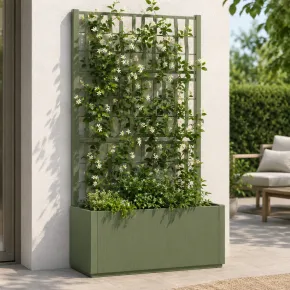 Fioriera con Spalliera Rampicanti Verde 80x36x140 cm in Plastica 2