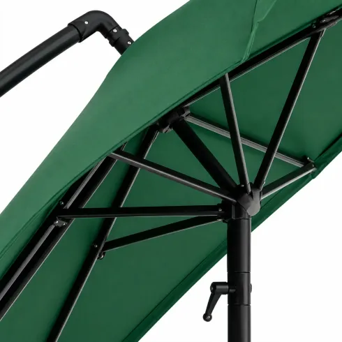 Ombrellone Rotondo Decentrato Verde Inclinabile a Braccio Laterale con Manovella | BricoShop24