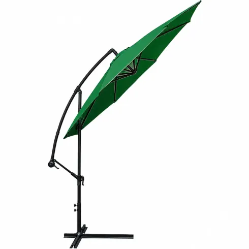 Ombrellone Rotondo Decentrato Verde Inclinabile a Braccio Laterale con Manovella | BricoShop24