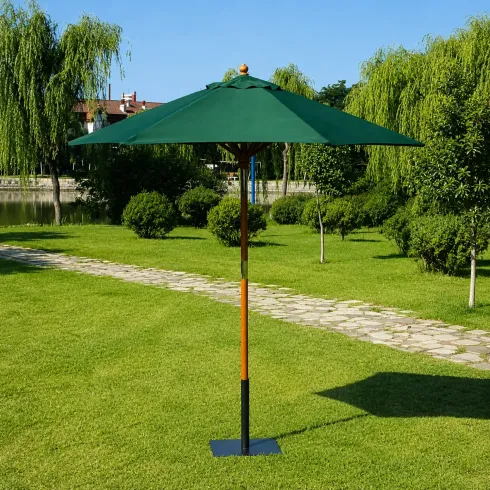 Ombrellone Rotondo 2.5 mt in Legno verde da Esterno Giardino Terrazzo Balcone