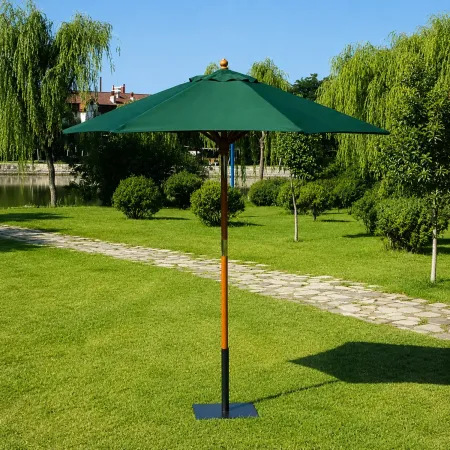 Ombrellone Rotondo 2.5 mt in Legno verde da Esterno Giardino Terrazzo Balcone