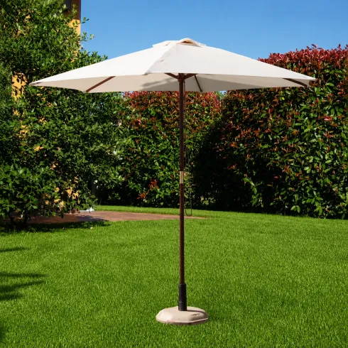 Ombrellone Rotondo 2.5 mt in Legno Bianco da Esterno Giardino Terrazzo Balcone