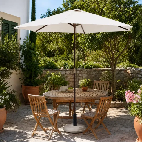 Ombrellone Rotondo 2.5 mt in Legno Bianco da Esterno Giardino Terrazzo Balcone
