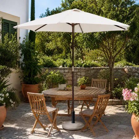 Ombrellone Rotondo 2.5 mt in Legno Bianco da Esterno Giardino Terrazzo Balcone