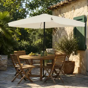 Giardino Ombrellone Quadrato 3x3 Ecru Manovella Tavolo Arredo Esterno Terrazzo 2