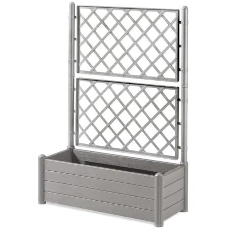 Fioriera con Spalliera Grigliata per Rampicanti Grigio 100x43x142 cm