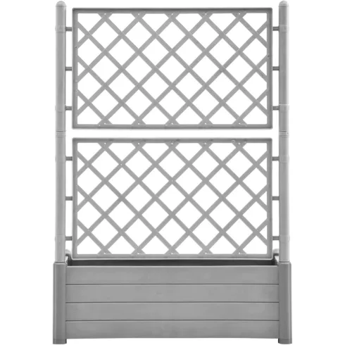 Fioriera con Spalliera Grigliata per Rampicanti Grigio 100x43x142 cm