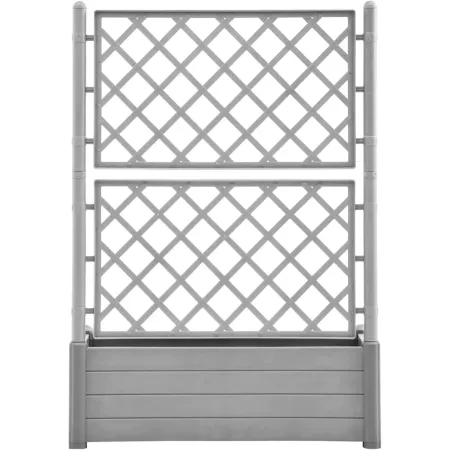Fioriera con Spalliera Grigliata per Rampicanti Grigio 100x43x142 cm
