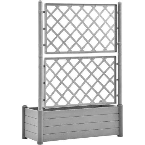 Fioriera con Spalliera Grigliata per Rampicanti Grigio 100x43x142 cm