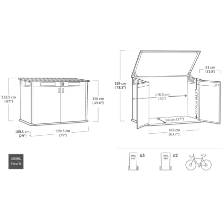 Armadio Keter da Giardino Esterno Rifiuti Officina Biciclette Effetto Legno Box | BricoShop24