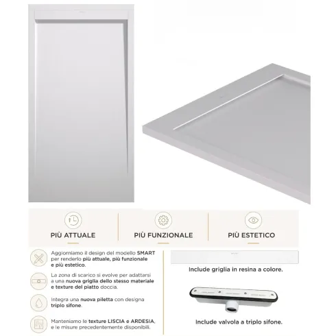 Piatto Doccia Slim Bianco Effetto Pietra Filo Pavimento | BricoShop24