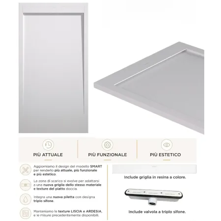 Piatto Doccia Slim Bianco Effetto Pietra Filo Pavimento | BricoShop24