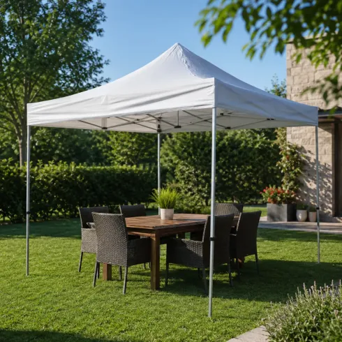 Gazebo a Fisarmonica in Alluminio 300x450 cm Bianco Impermeabile Borsa