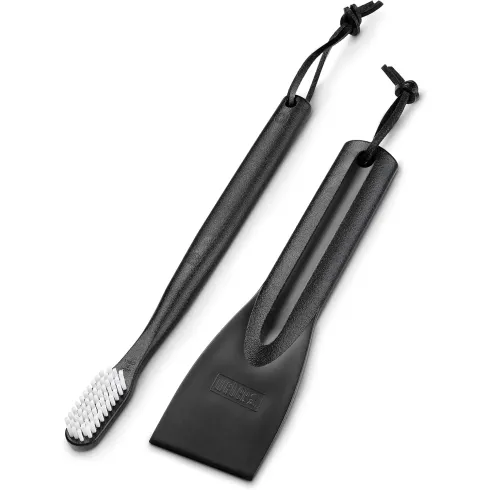 Set 2 Accessori Pulizia per Barbecue Spazzola Raschietto con Gancio