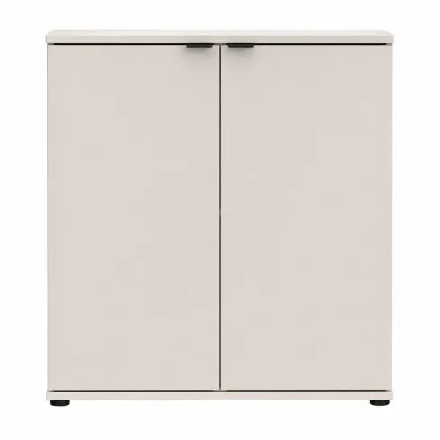 Mobile per Soggiorno Multiuso 2 Ante Beige Credenza Salvaspazio
